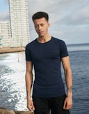 T-shirt van merinwol voor heren Marineblauw