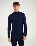 Shirt met halve rits van merinowol voor heren Marineblauw