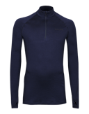 Shirt met halve rits van merinowol voor heren Marineblauw