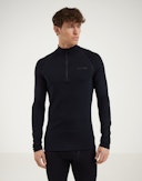 Shirt met halve rits van merinowol voor heren Zwart