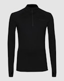 Shirt met halve rits van merinowol voor heren Zwart