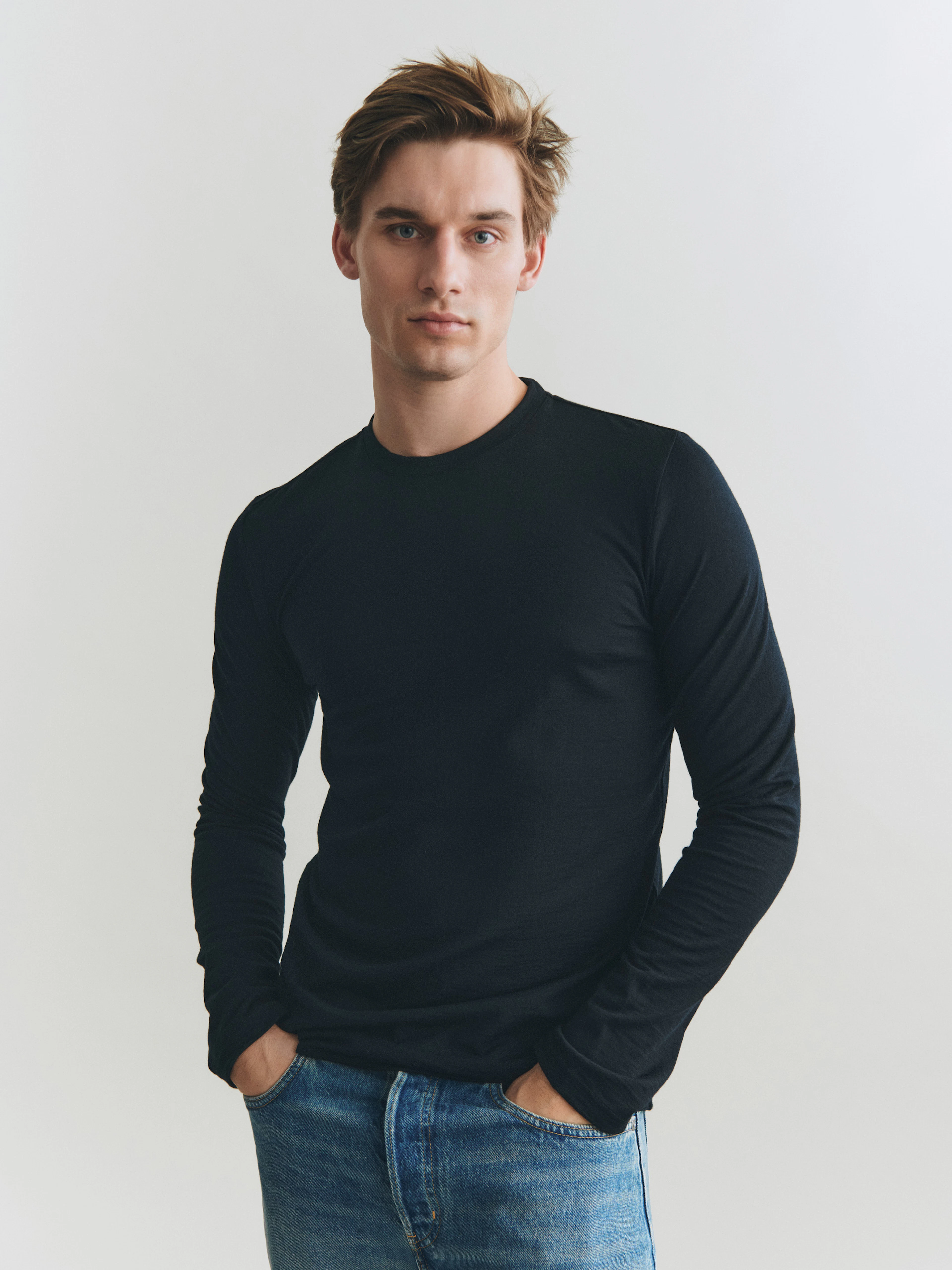 Haut Col V Manches Longues En Laine Mérinos Noel Asmar, Blanc, Taille M (occasion)