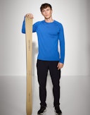 Shirt van merinowol voor heren Azuurblauw