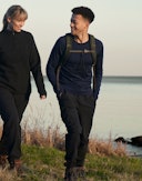 Langermet topp i merinoull til herre Marine
