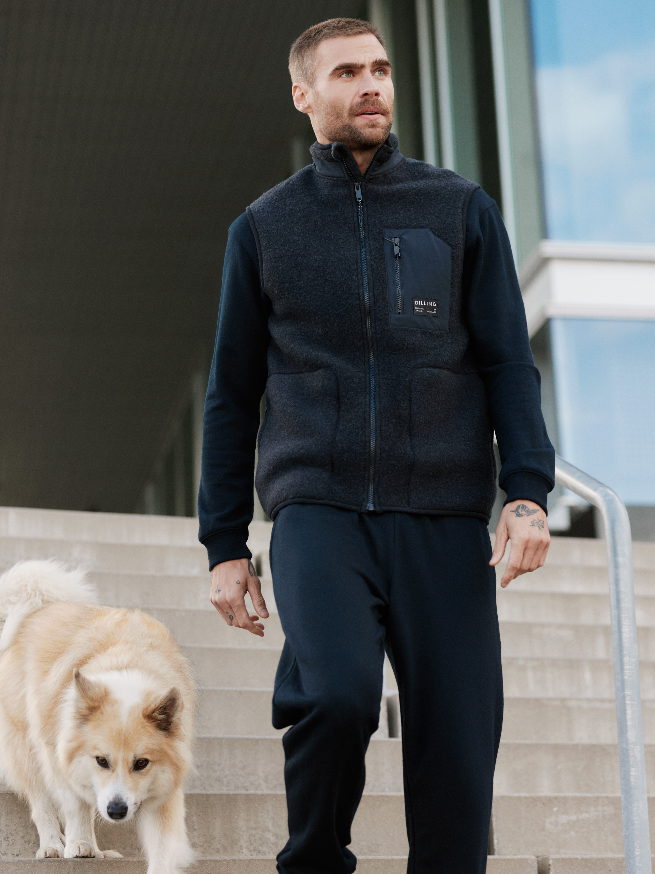 Men's merino wool fleece vest - Free shipping - Dilling