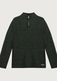 Jakke i merinoullfleece med kort glidelås til herre