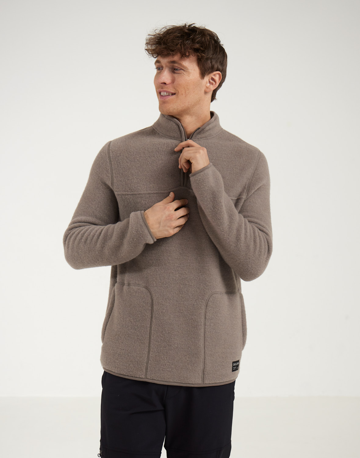 Men's merino wool fleece half-zip jacket - Free shippin - Dilling