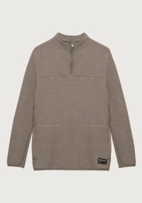Jakke i merinoullfleece med kort glidelås til herre