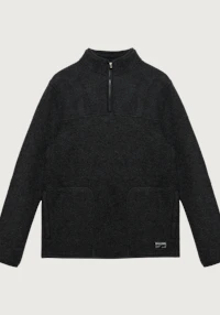 Jakke i merinoullfleece med kort glidelås til herre