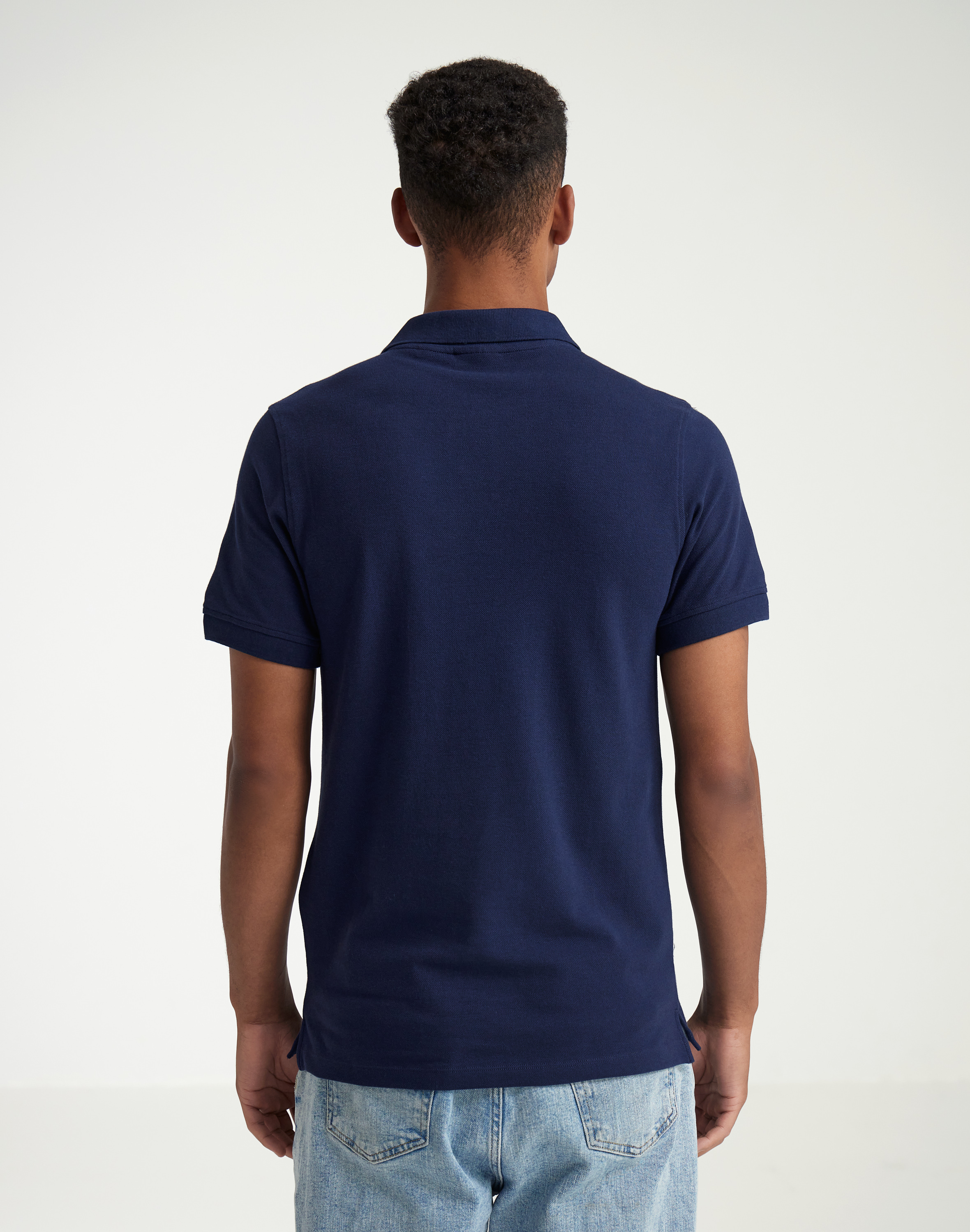 Men's cotton polo T-shirt in Navy blue - $53.99 - Dilling