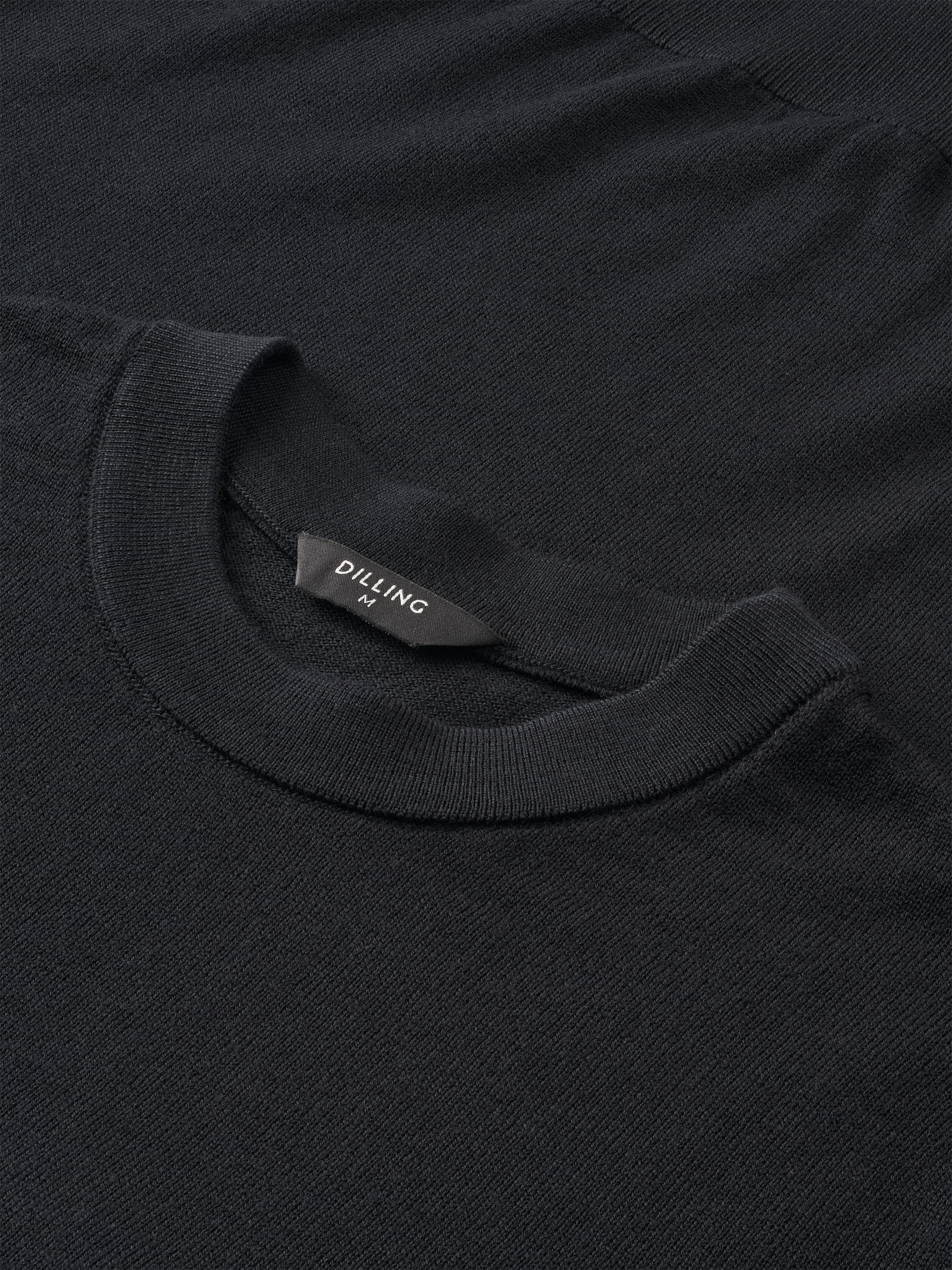Men's merino wool crew neck in Black - Free shipping - Dilling