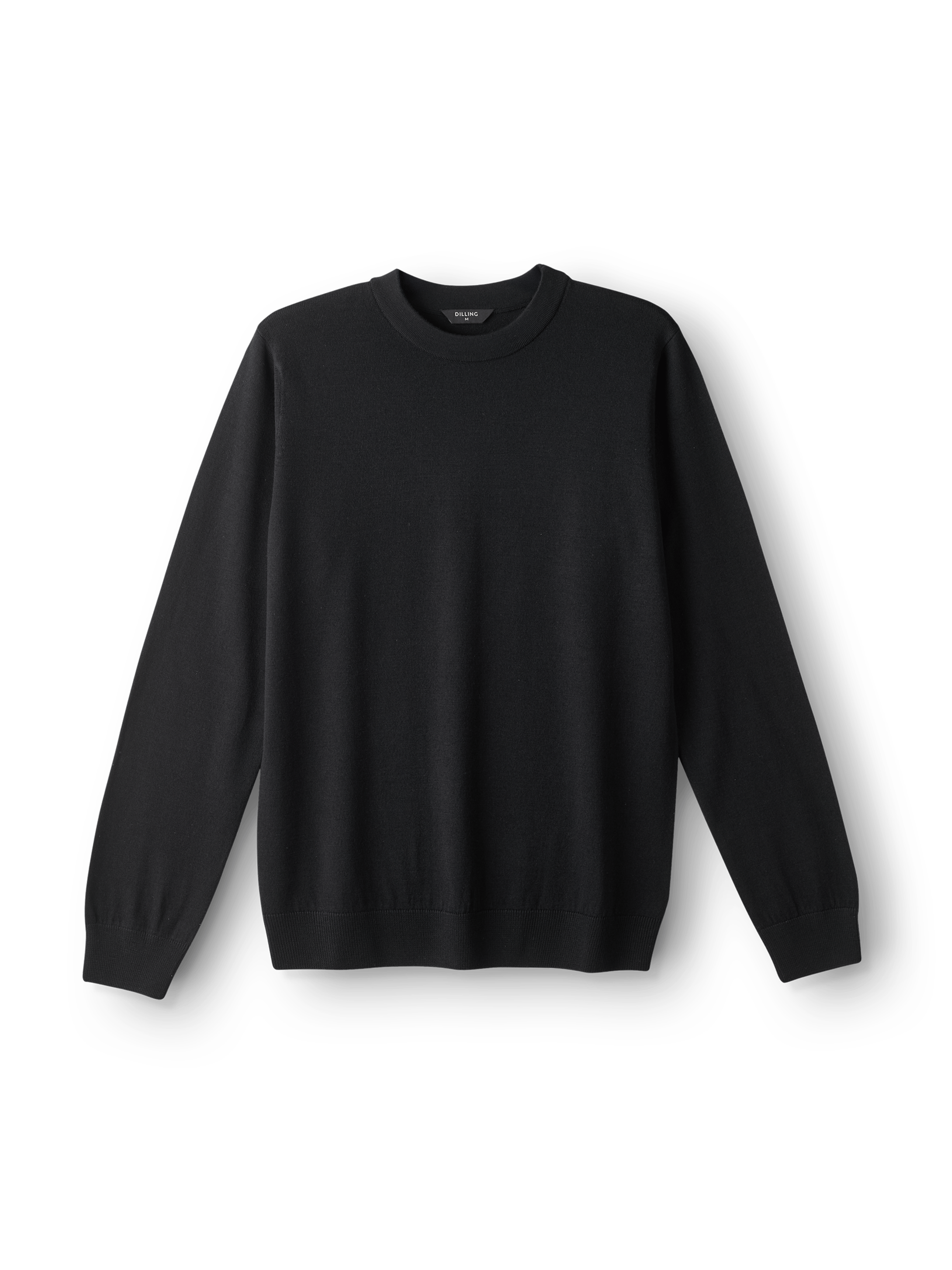 Men's merino wool crew neck in Black - Free shipping - Dilling