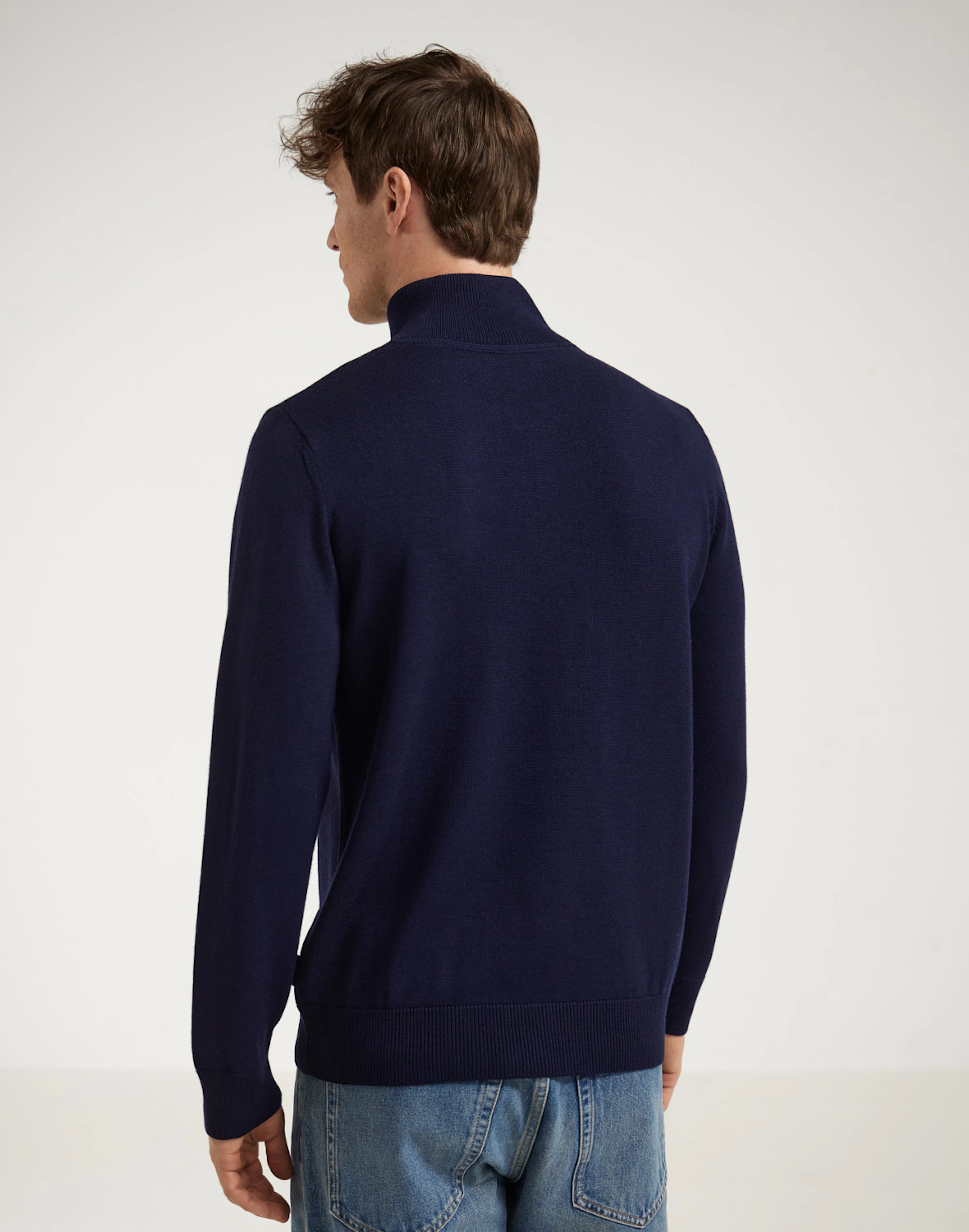 Pull Ibex Laine Mérinos – 1/4 Zip – Bleu Et Marron – Taille XS – Femme – Occasion