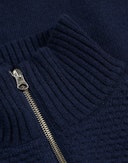Cardigan med lynlås i lammeuld til mænd Mørk navy 2