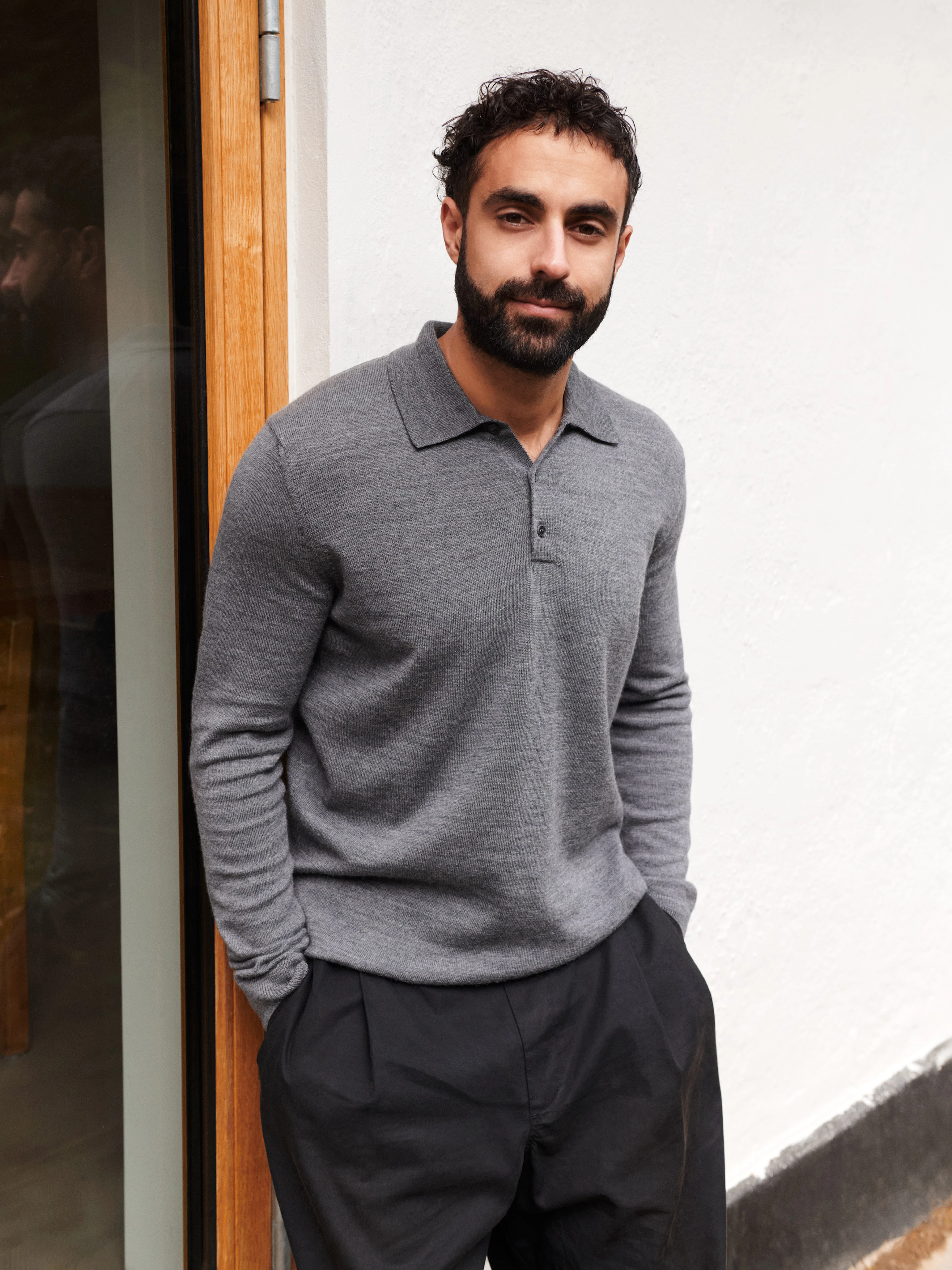 Men's merino wool polo shirt
