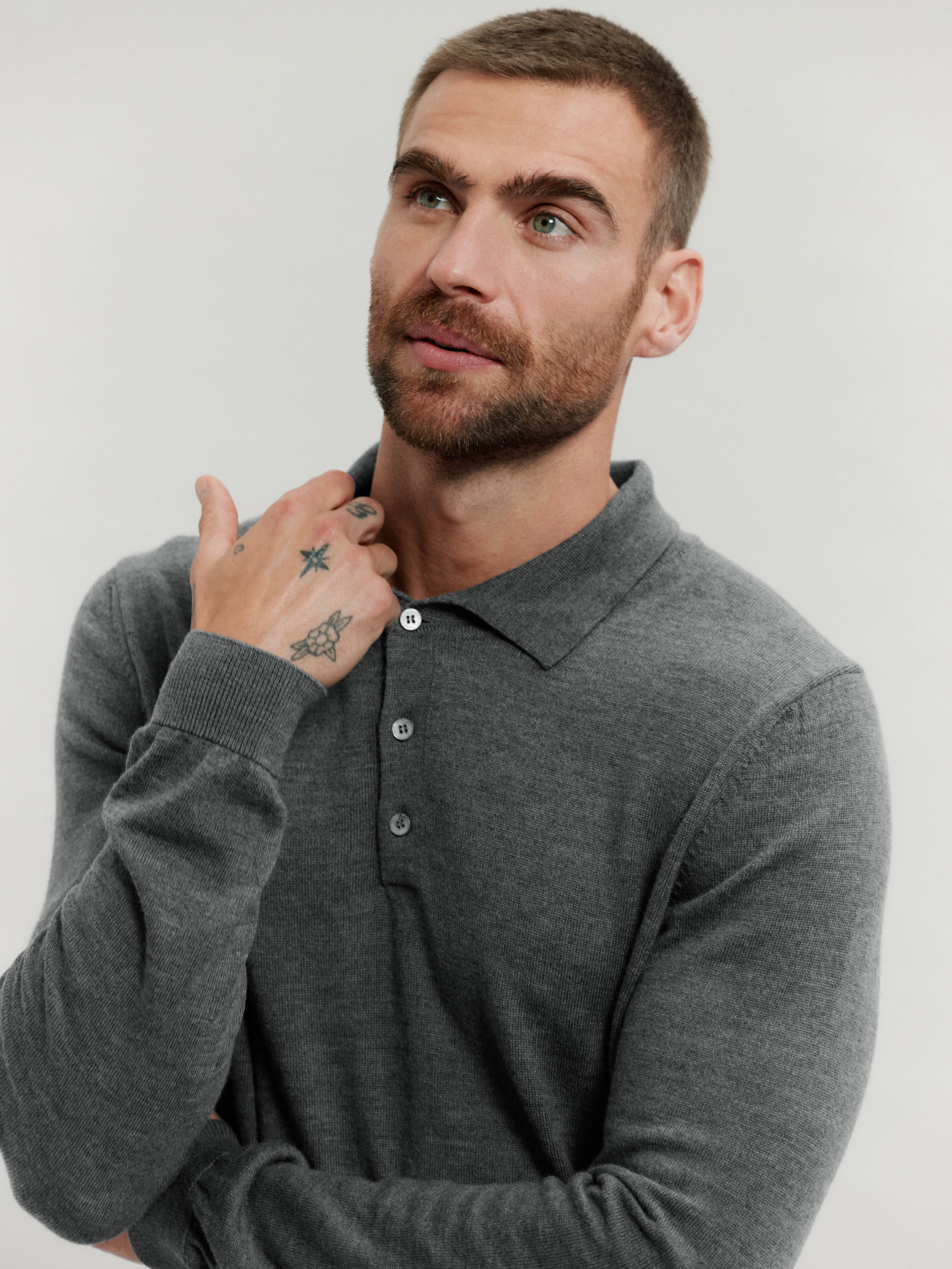 Men's merino wool polo shirt