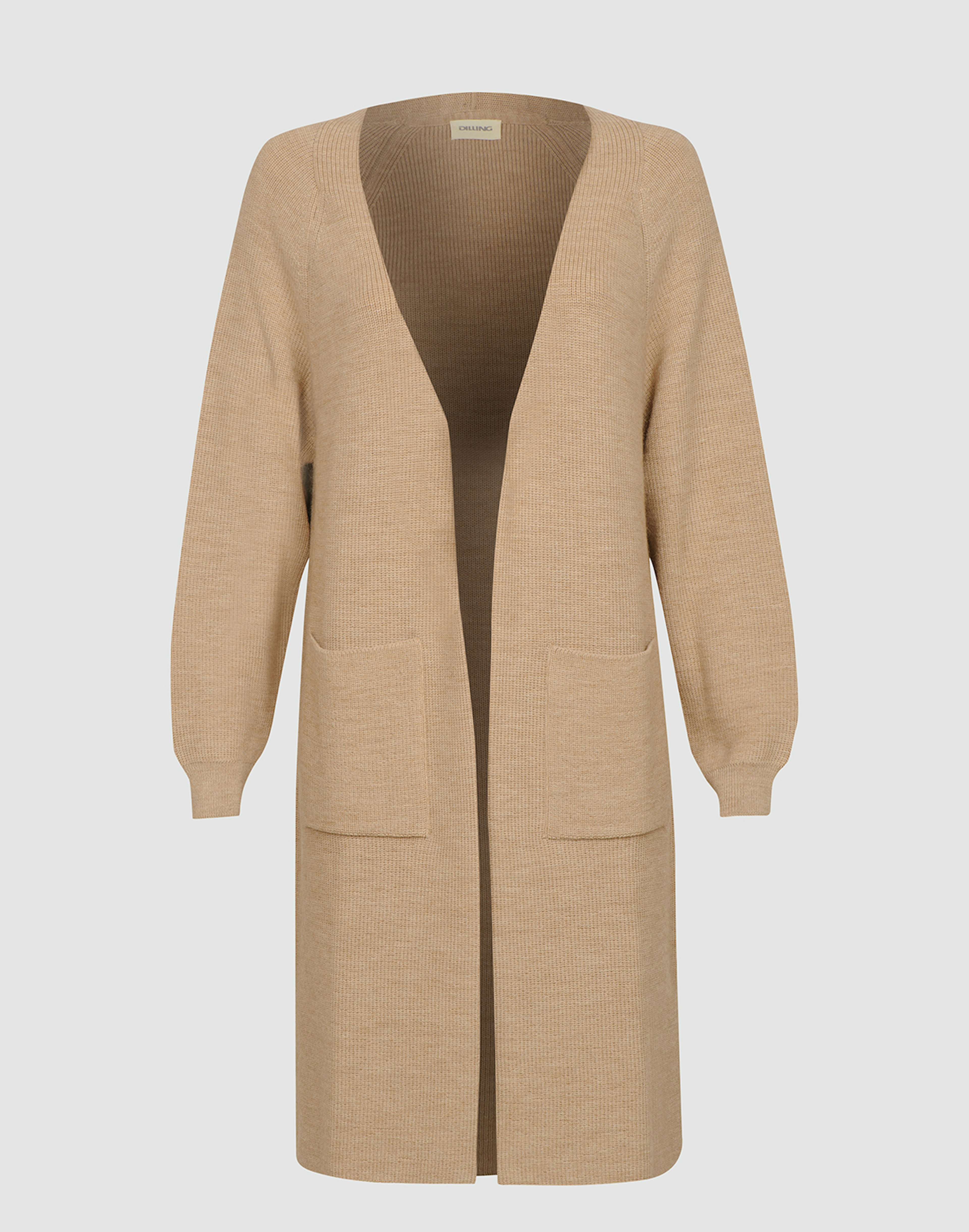 Strikket cardigan i merinoull/alpakka til dame Sand