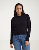 Women's merino wool crew neck Black