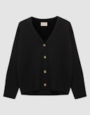 Kort cardigan i merinoull for damer Svart