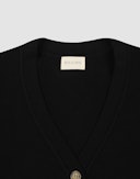 Kort cardigan i merinoull for damer Svart