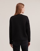 Kort cardigan i merinoull for damer Svart