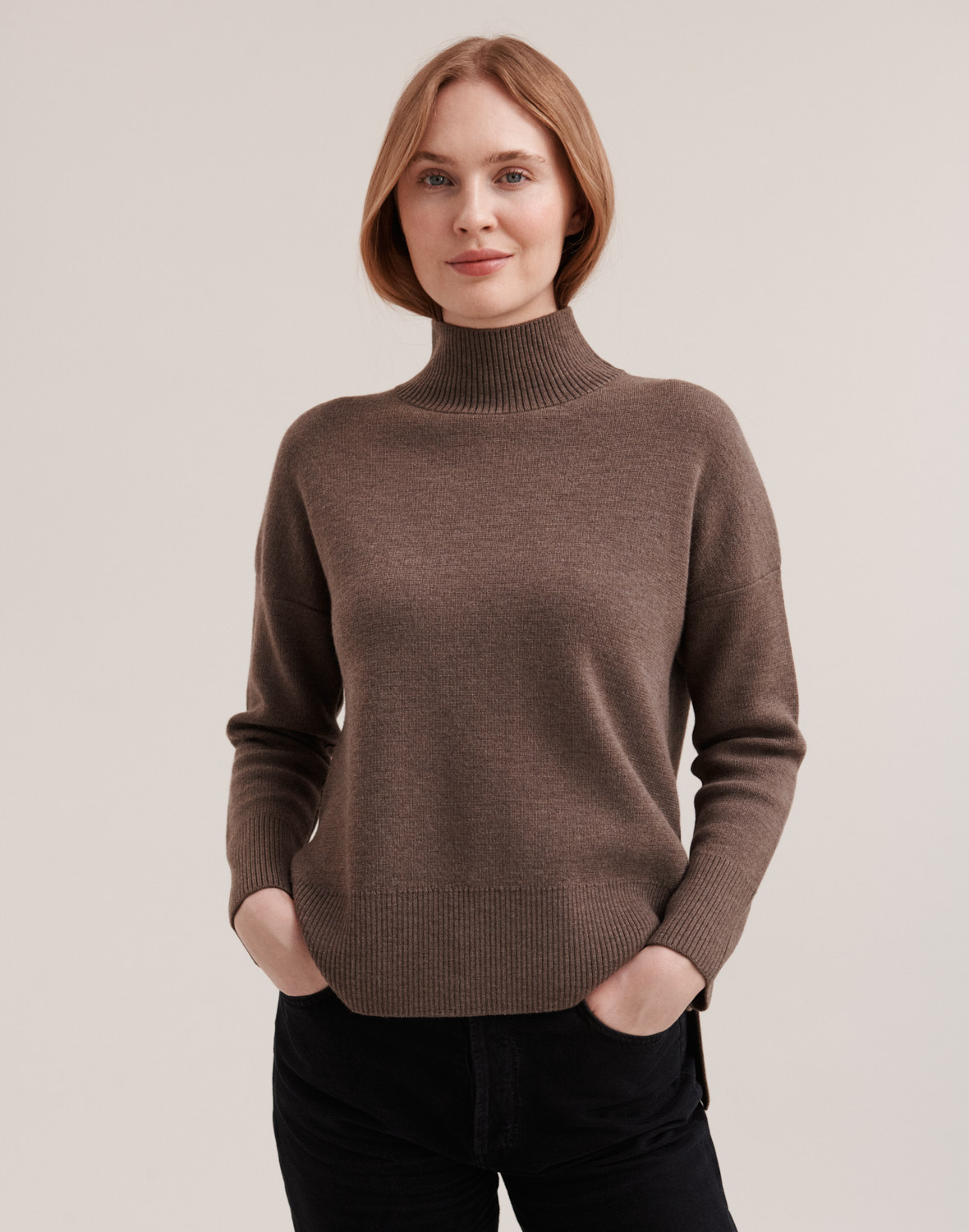 Black & Brown Women’s Merino popular Wool Turtleneck Sweater