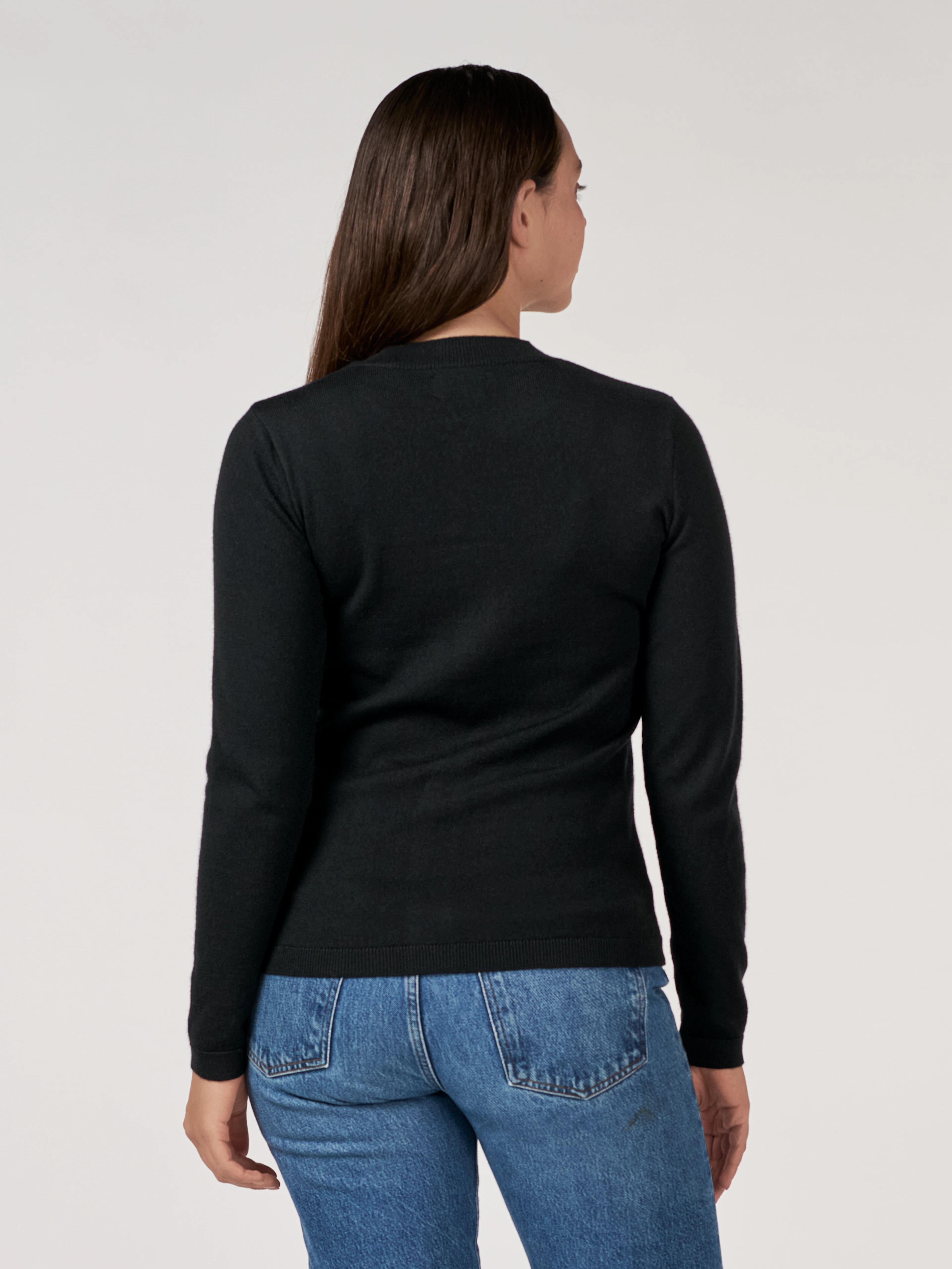 Women's merino wool cardigan in Black - Free shipping - Dilling