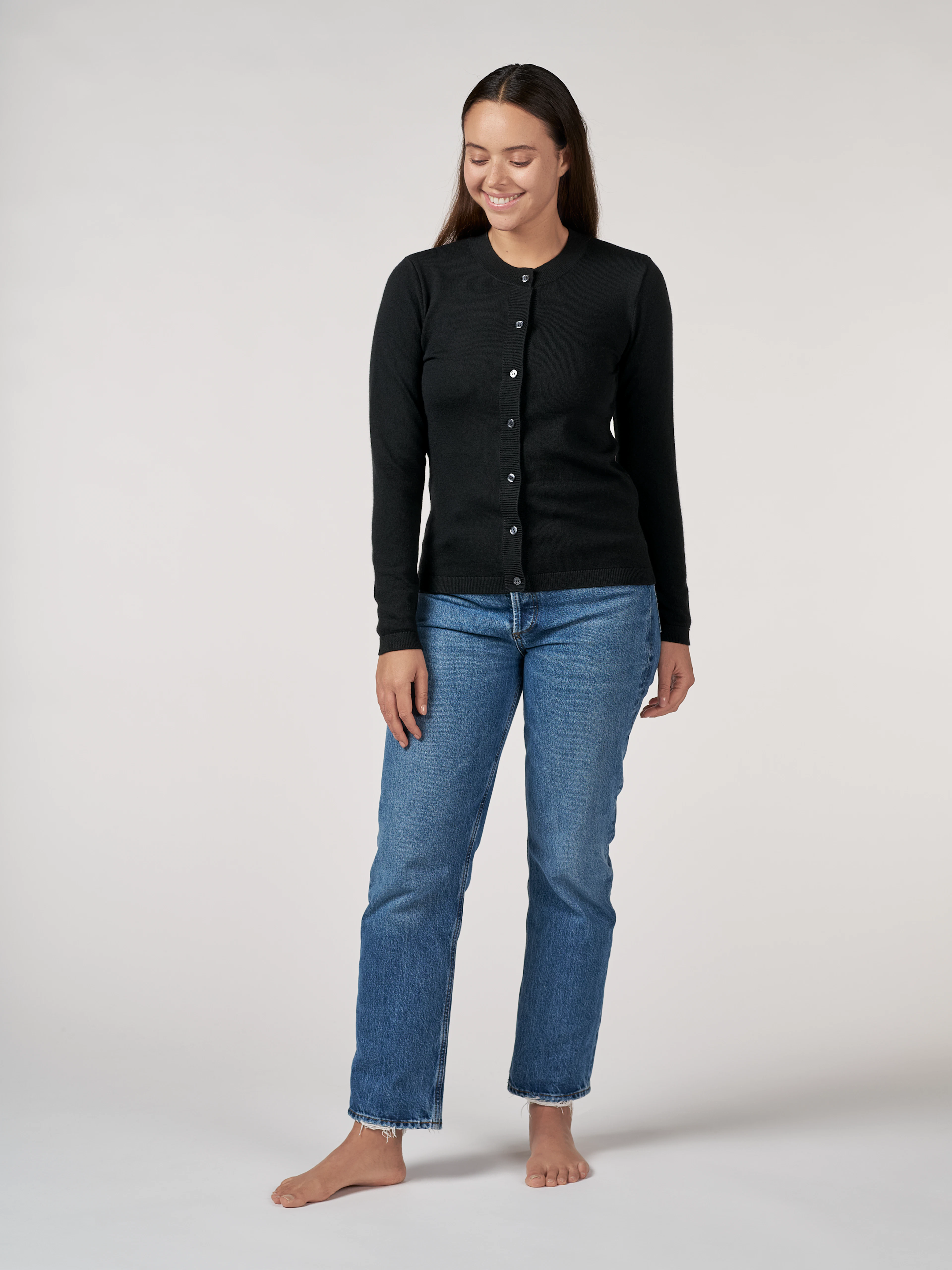 【新品未使用】2025AW MERINO WOOL KNIT ダークネイビー　L Women's merino wool cardigan in Black - Free shipping - Dilling