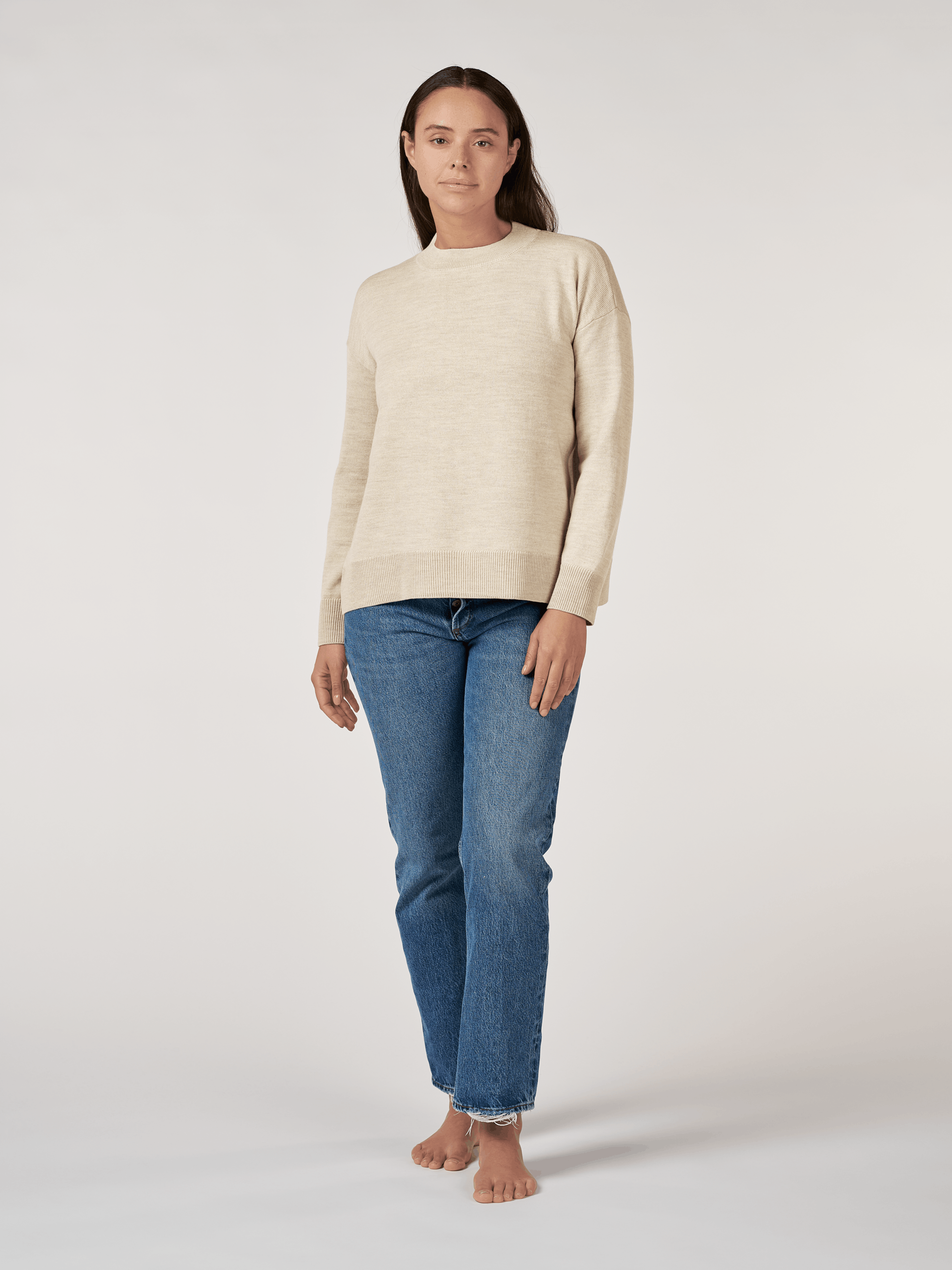 Women's merino wool boxy fit crew neck - Free shipping - Dilling