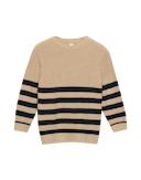Strikkegenser i bomull til barn Beige/marineblå