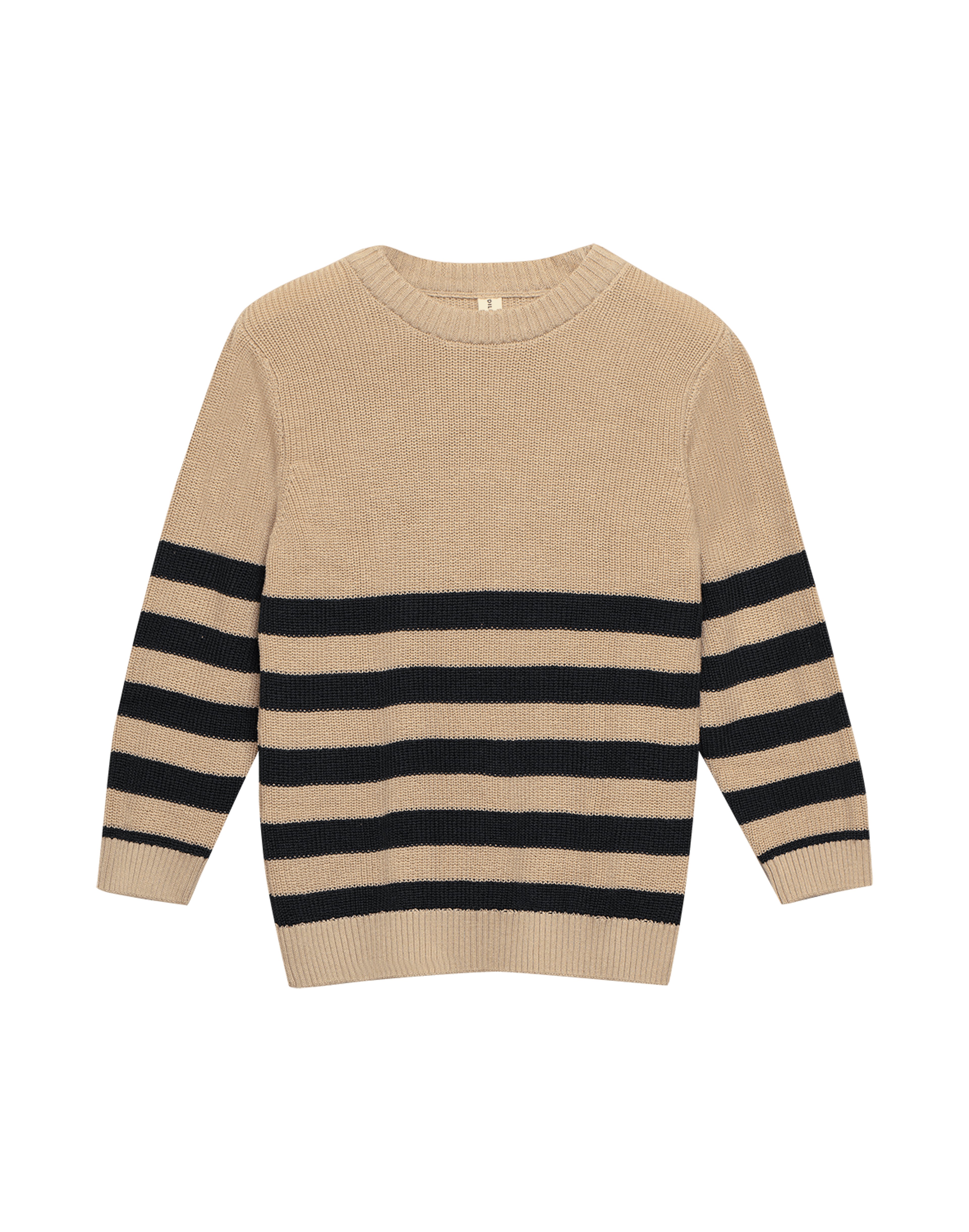 Strikkegenser i bomull til barn Beige/marineblå