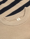 Strikkegenser i bomull til barn Beige/marineblå