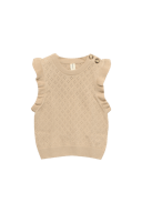 Hullstrikket bomullsvest til baby Beige