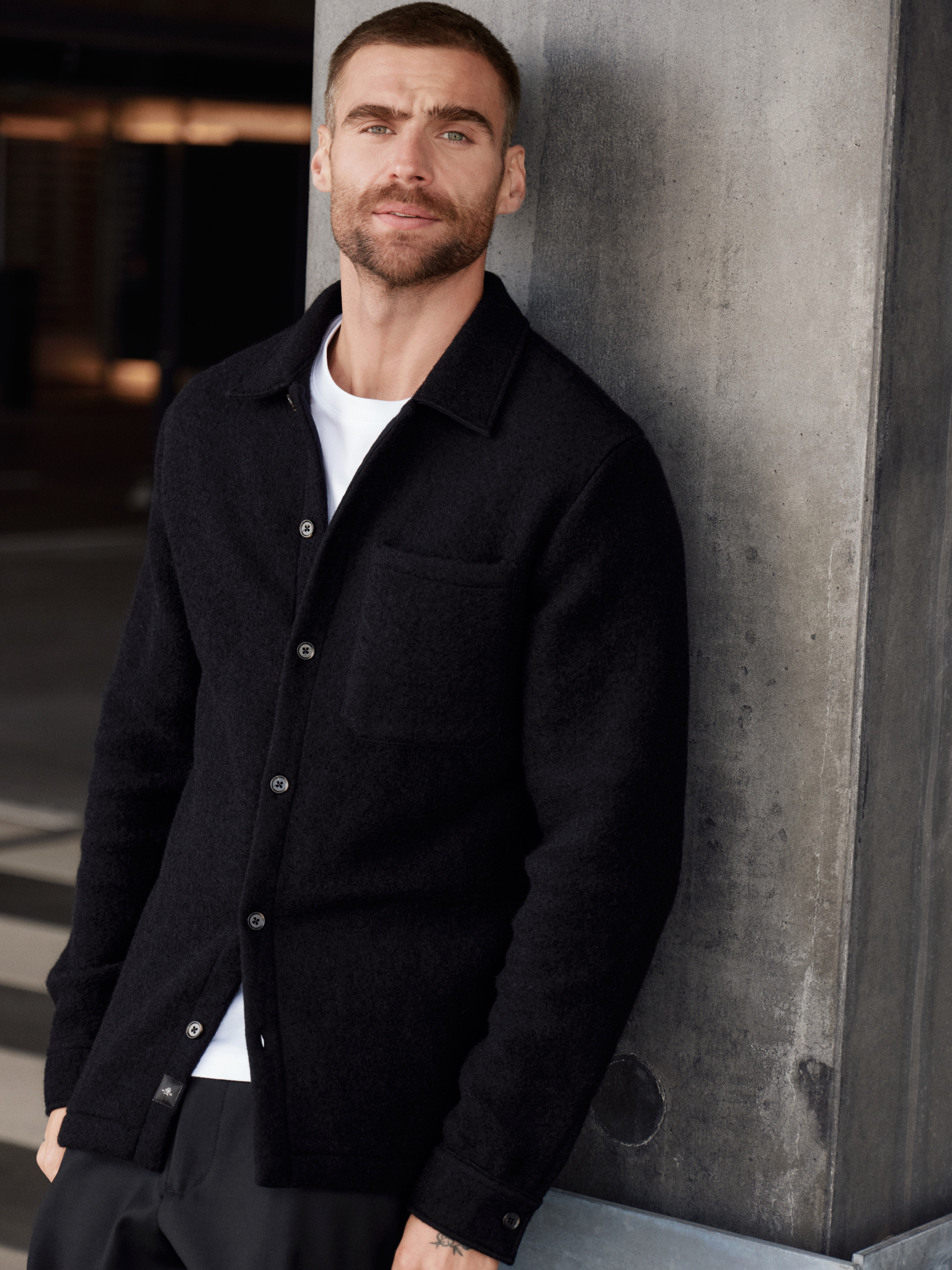 Men's wool/cotton shirt in Black - Free shipping - Dilling