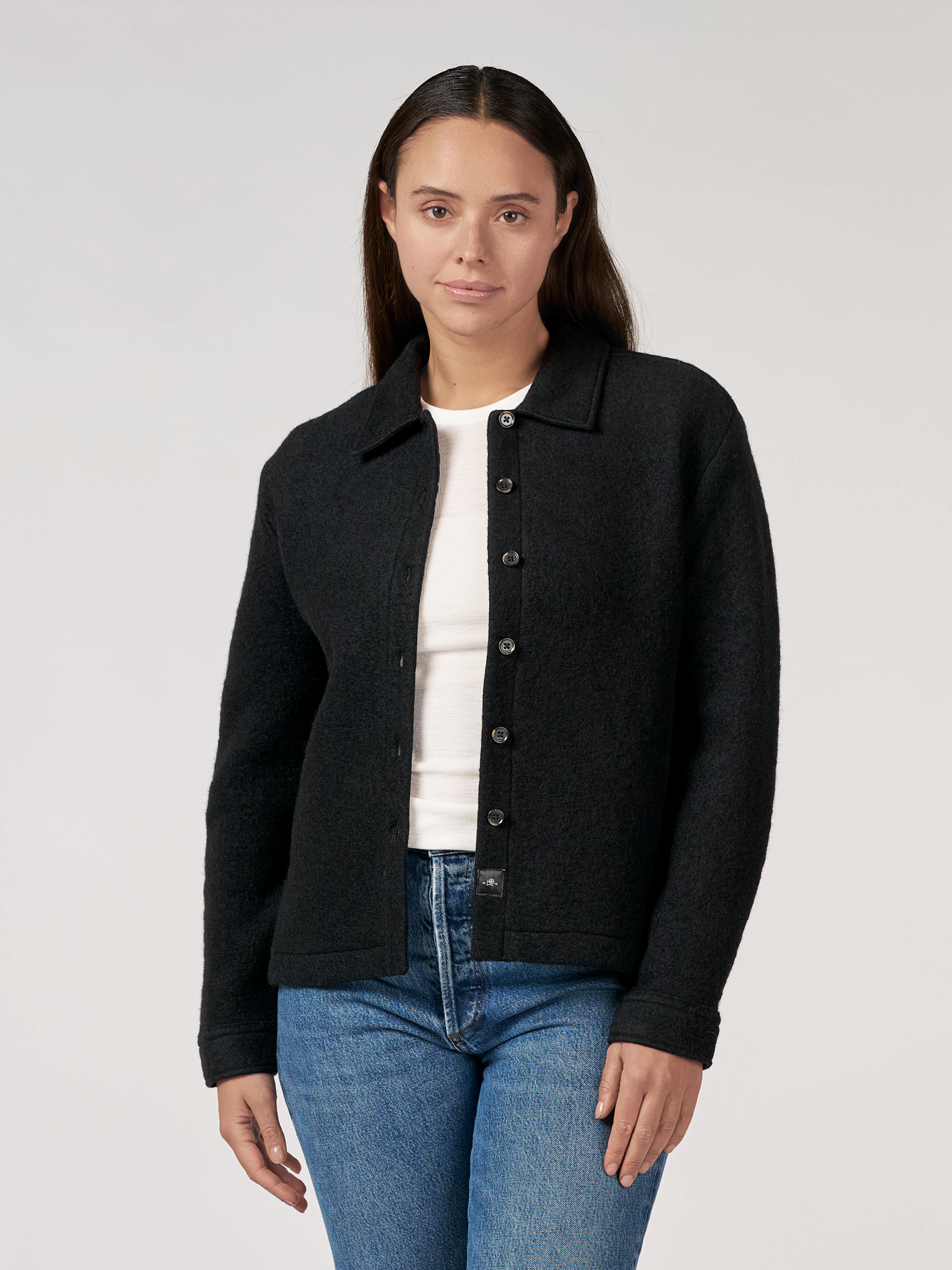Women's wool/cotton overshirt in Black - Free shipping - Dilling