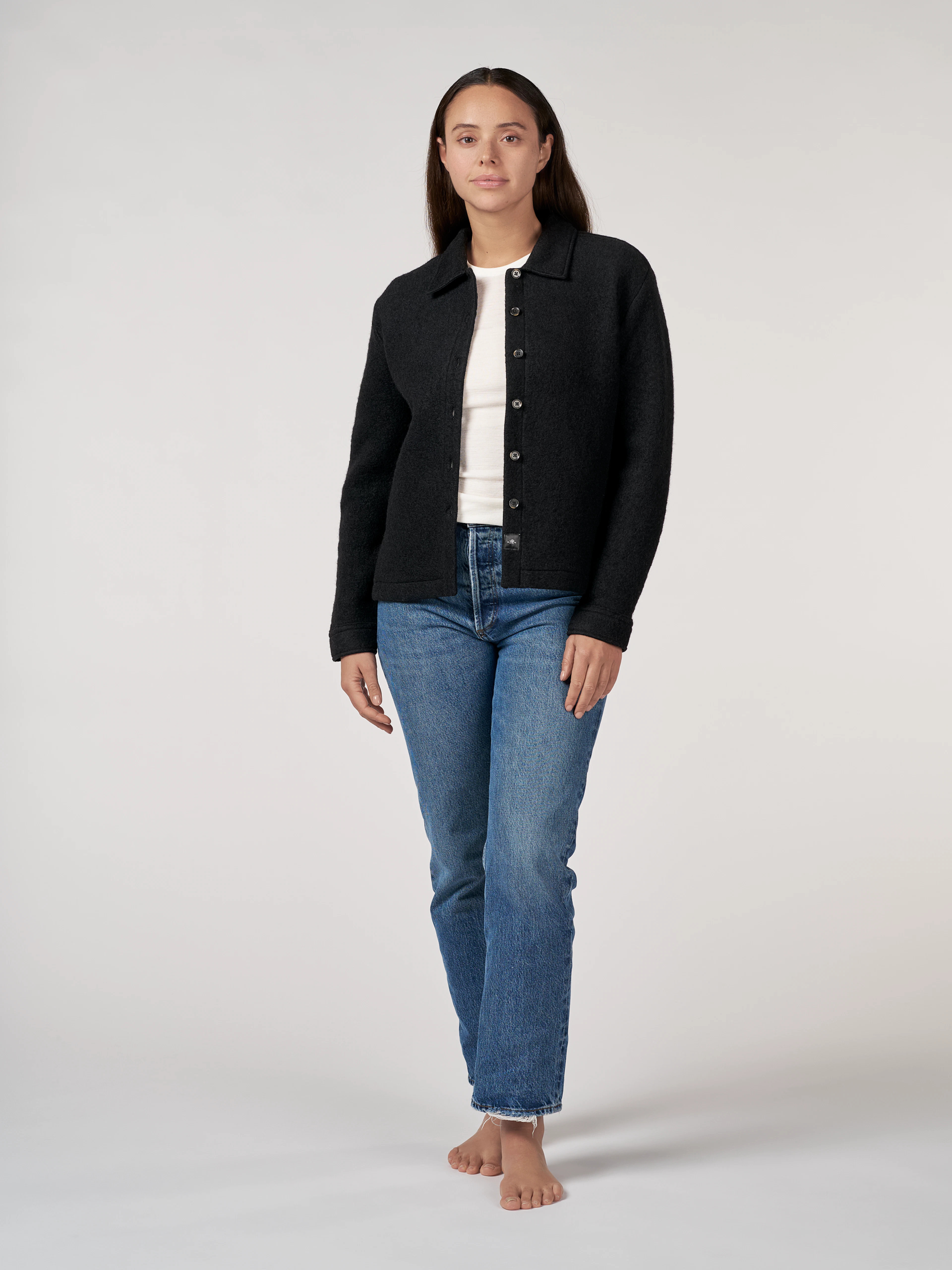 Women's wool/cotton overshirt in Black - Free shipping - Dilling