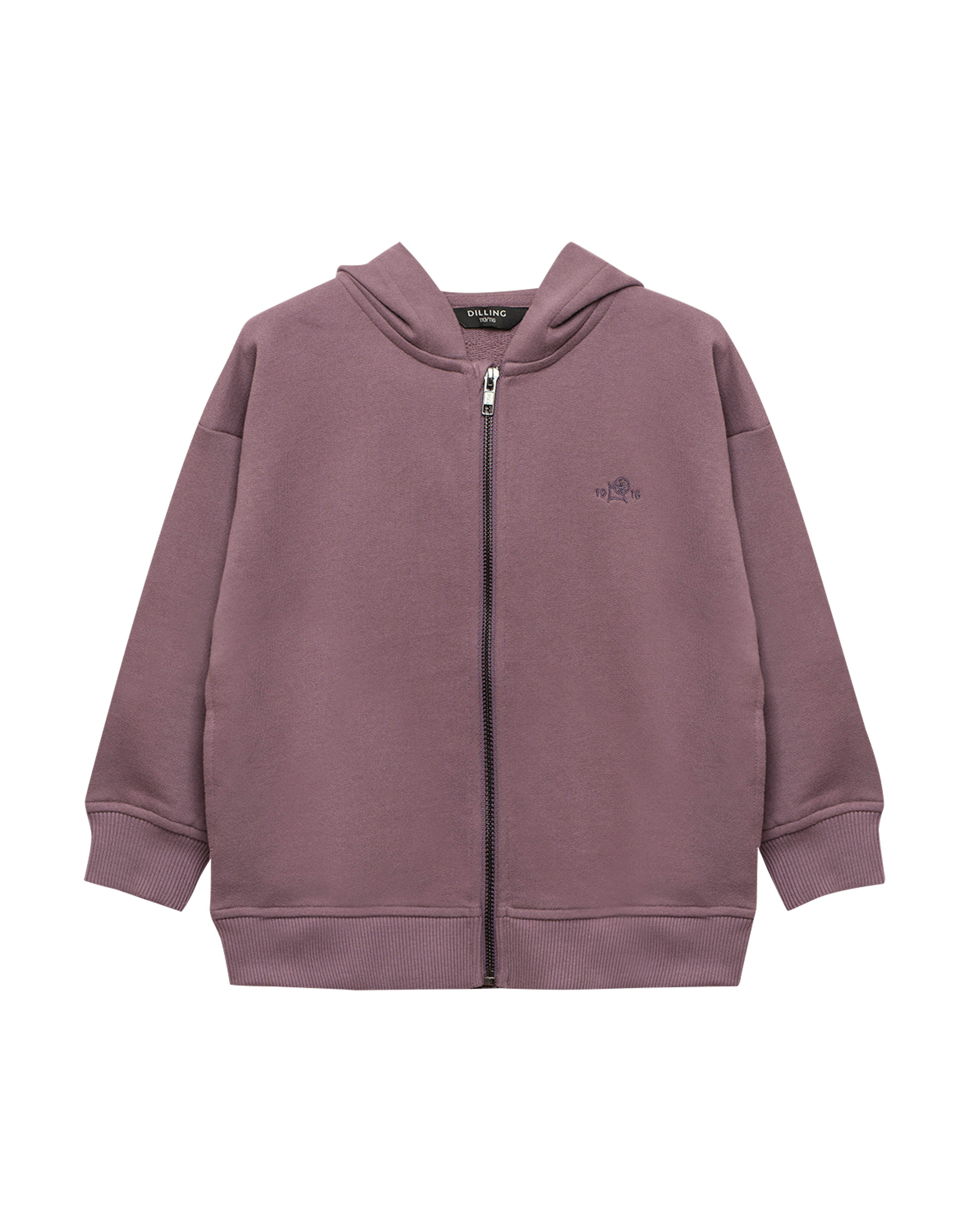 Children s cotton sweatshirt with zip Purple plum Dilling
