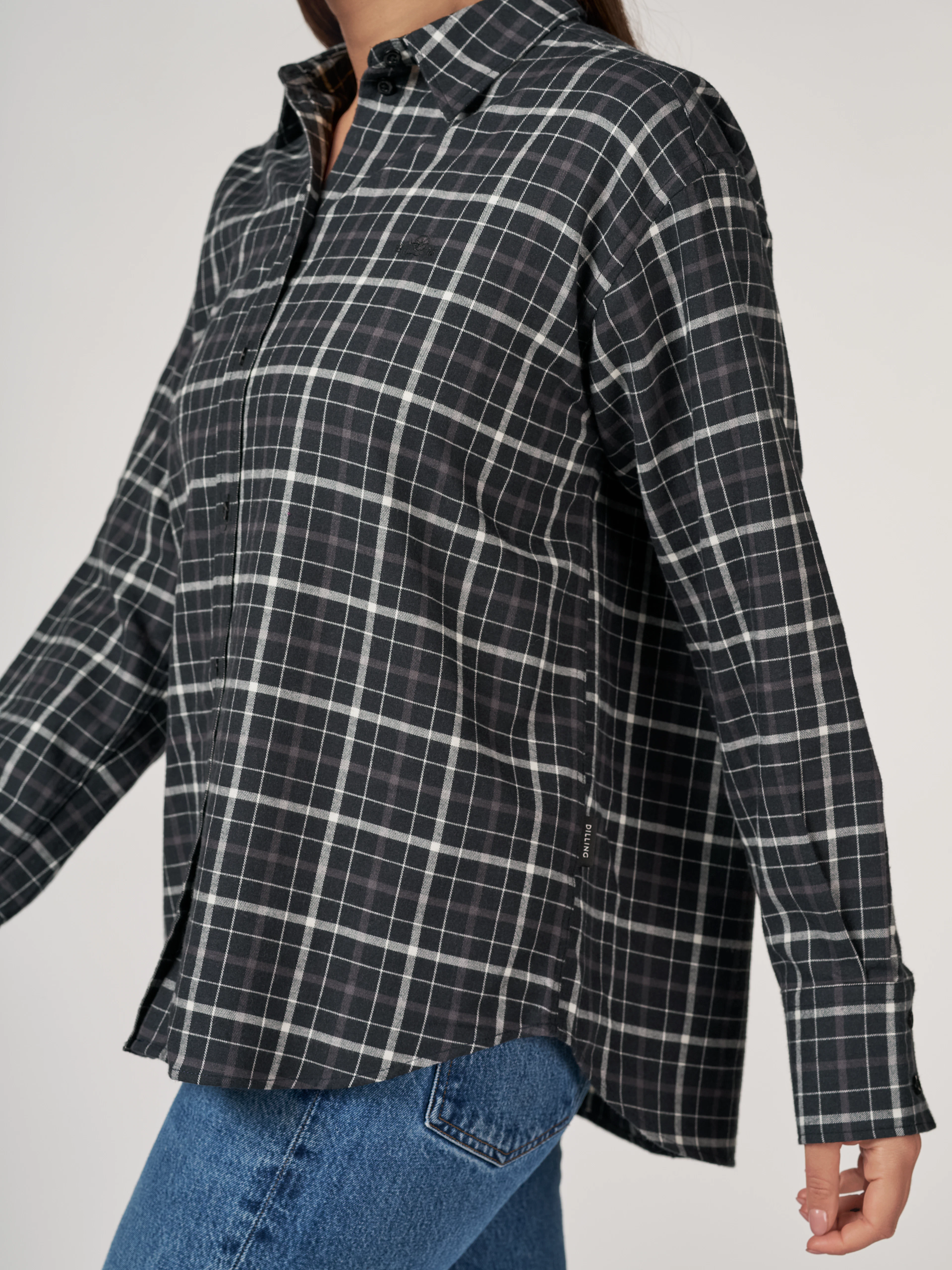 Chemise à carreaux en flanelle de laine mélangée carreaux beige La