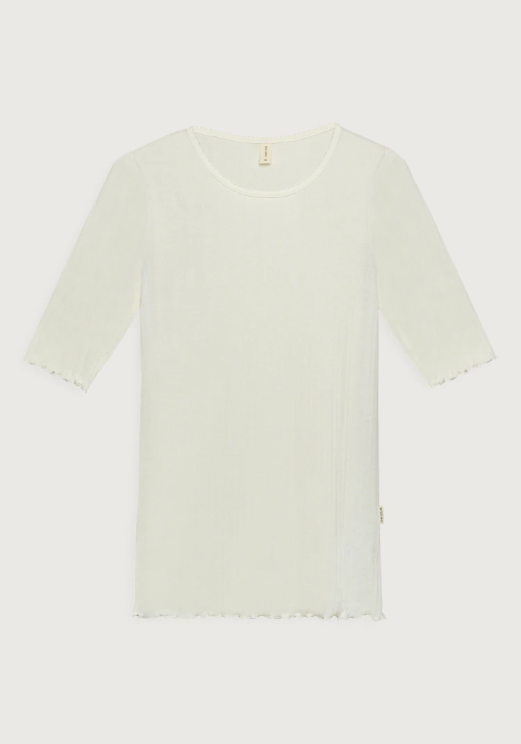 T-shirt with high O-neck