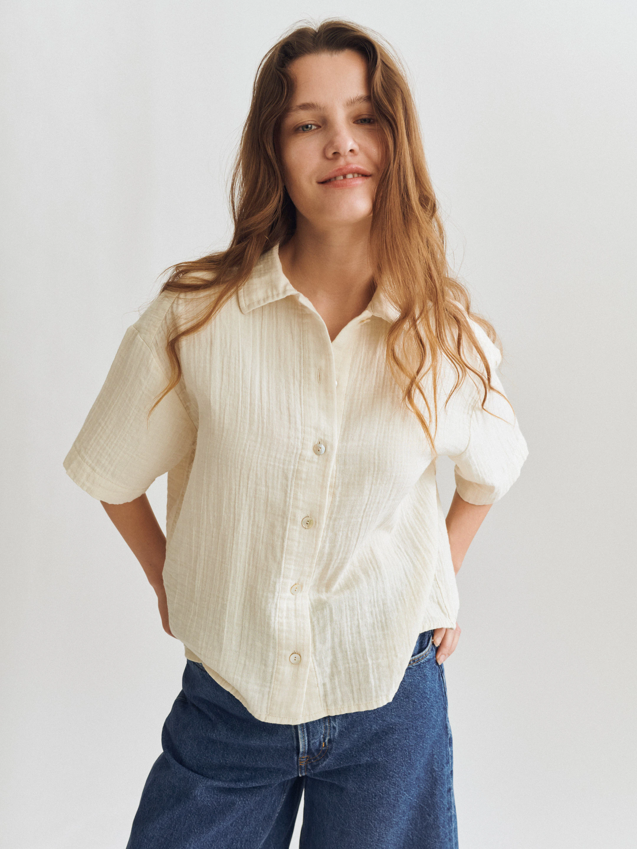 womens cotton dress shirt Women's 100% Cotton Knit Button Down Shirt