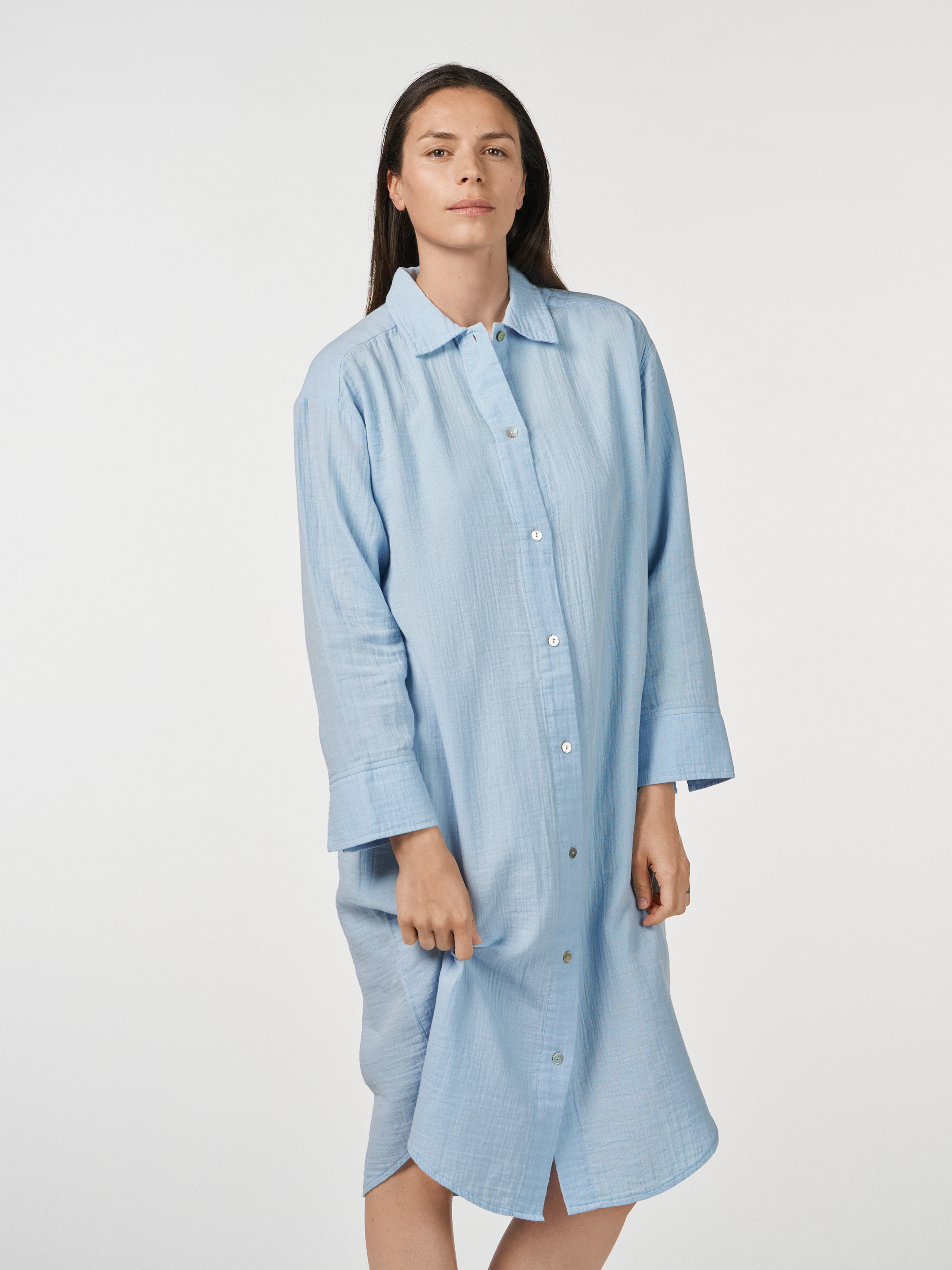 muslin shirt dress Women’s cotton muslin shirt dress