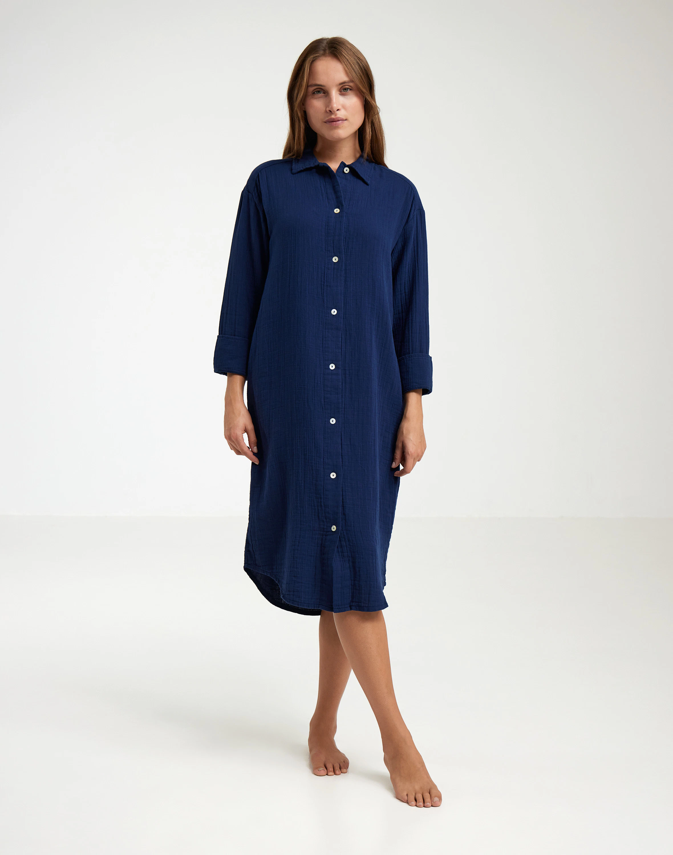 Women's cotton muslin shirt dress - Free shipping - Dilling Women's cotton muslin shirt dress - Free shipping - Dilling