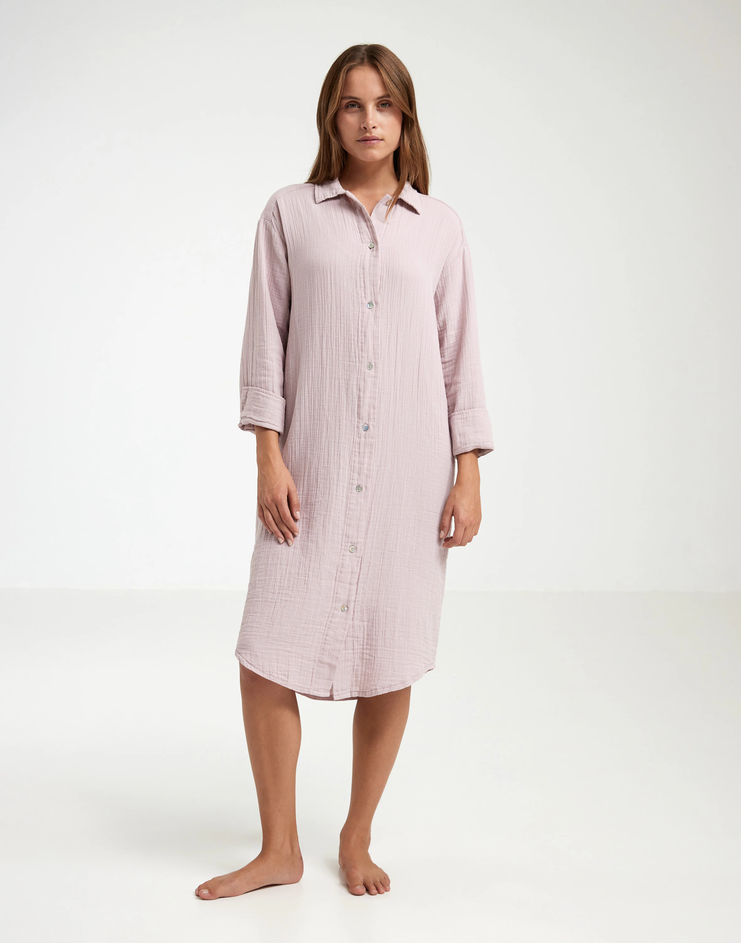 Womens Cotton Muslin Shirt Dress Womens Cotton Muslin Shirt Dress