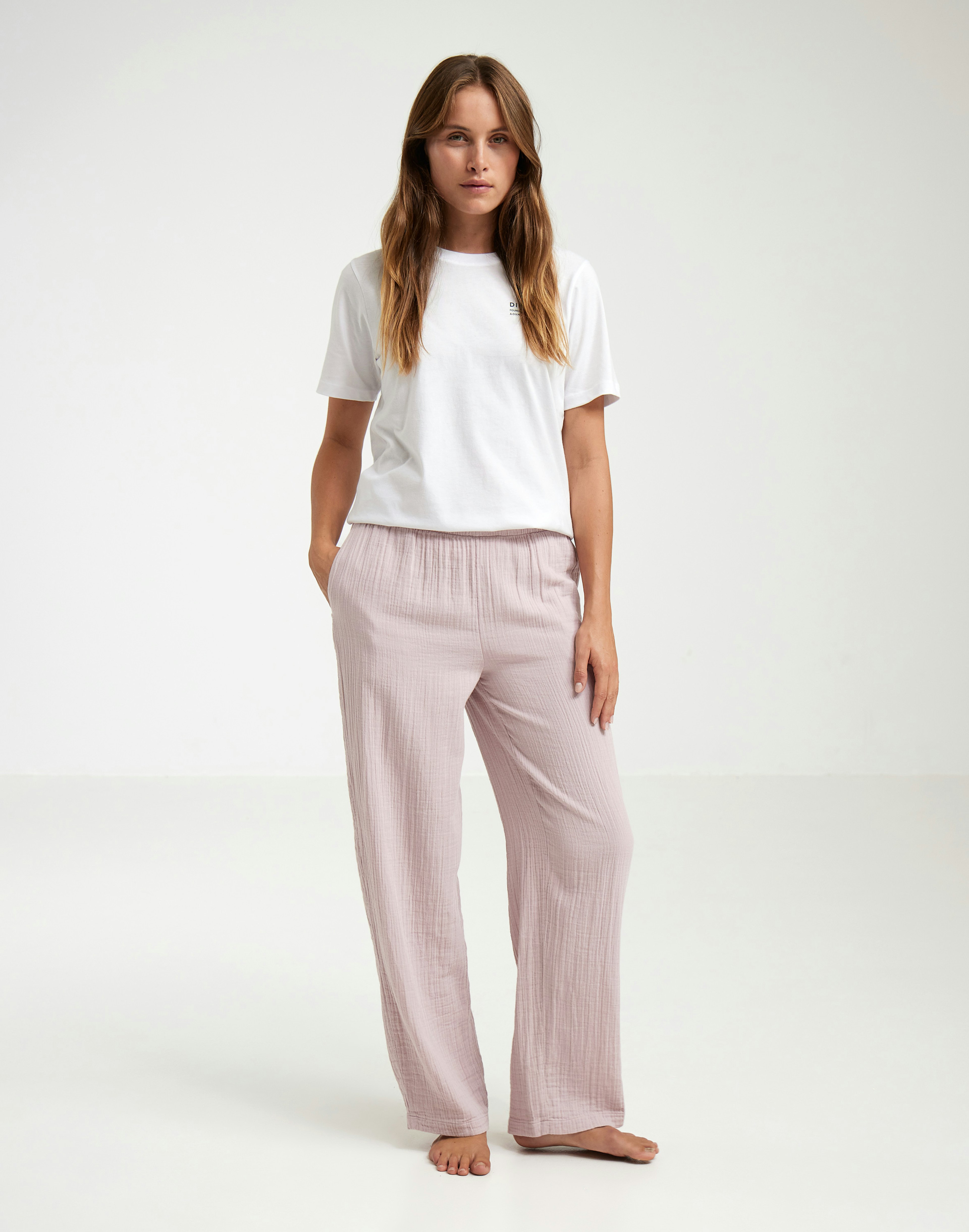 Damenhose auf Baumwollmusselin in Rosenquarz - €69.99 - Dilling